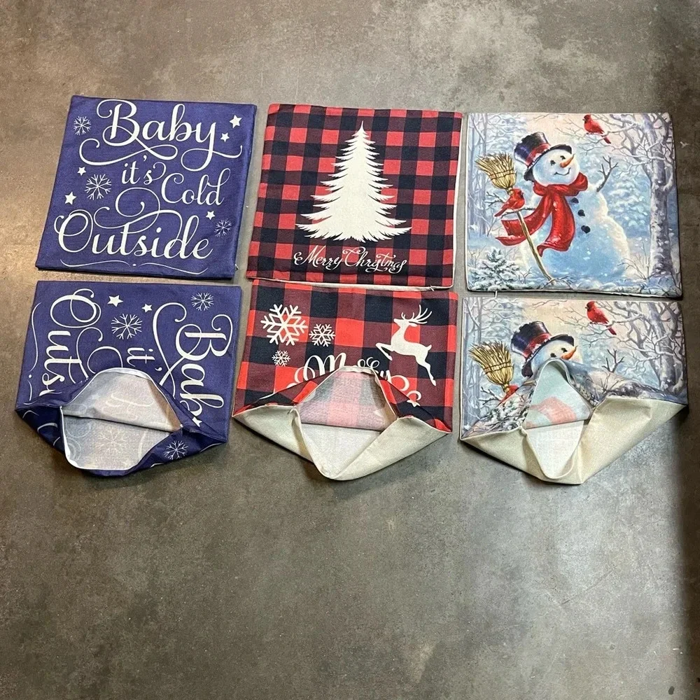 Christmas Pillow Case Set of 6 Cushion Cover Buffalo Throw Sofa Decor